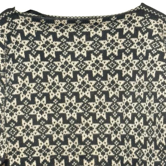 VTG VOSS Norwegian 100% Wool Ski Fair Isle Nordic Black Sweater Womens Medium - Picture 3 of 9